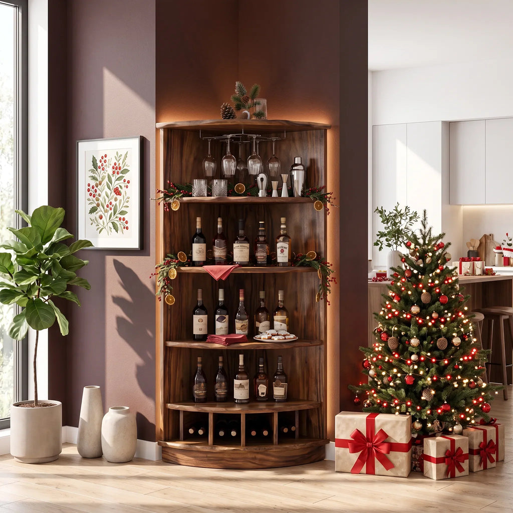 Handcrafted Xmas Corner Wine Cabinet Dining Room