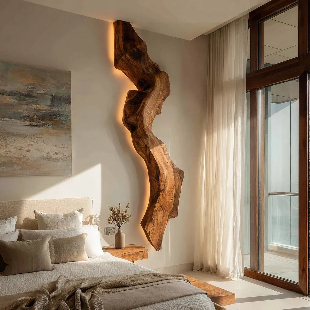 Abstract Live Edge Wall Lamp For Bedroom
