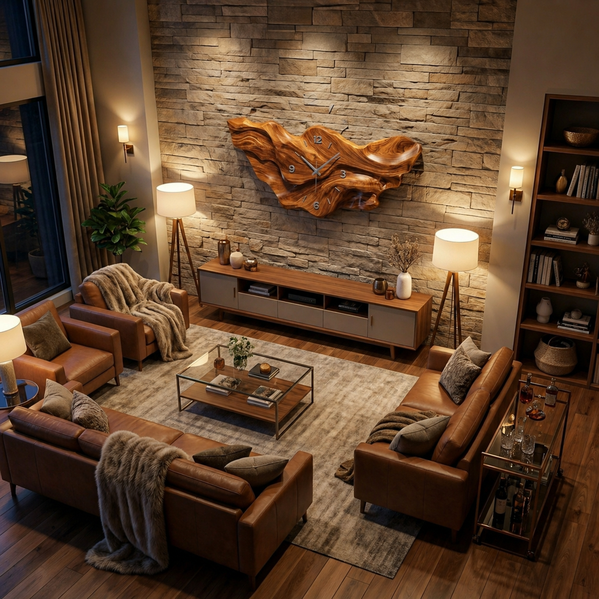 Modern Wooden Wave Wall Clock for Living Room Decor