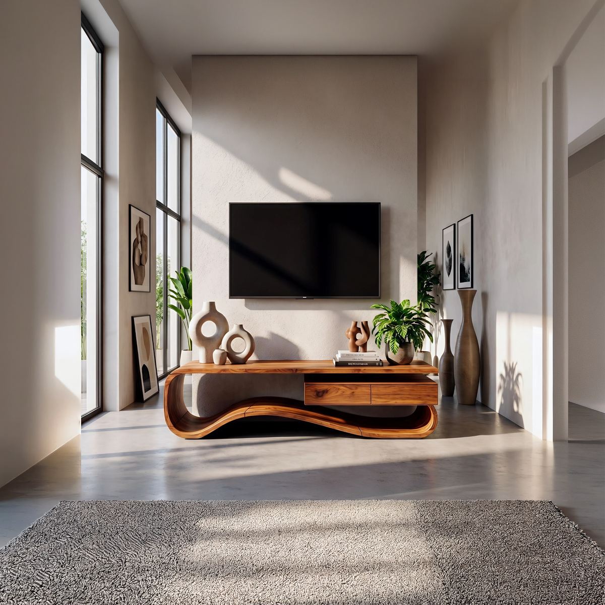 Contemporary Organic TV Stand For Lounge Area