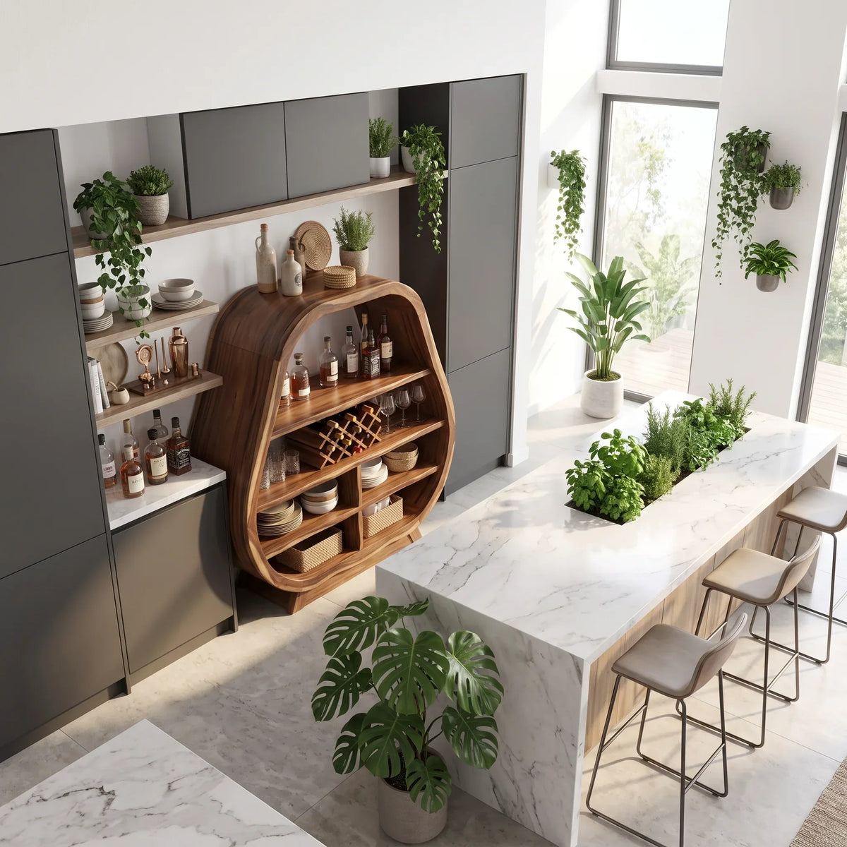 Handcrafted Wine Bar Cabinet Dining Room