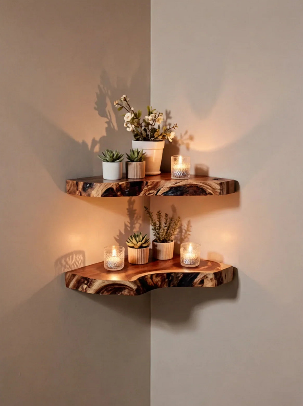 Rustic Corner Wall Shelf