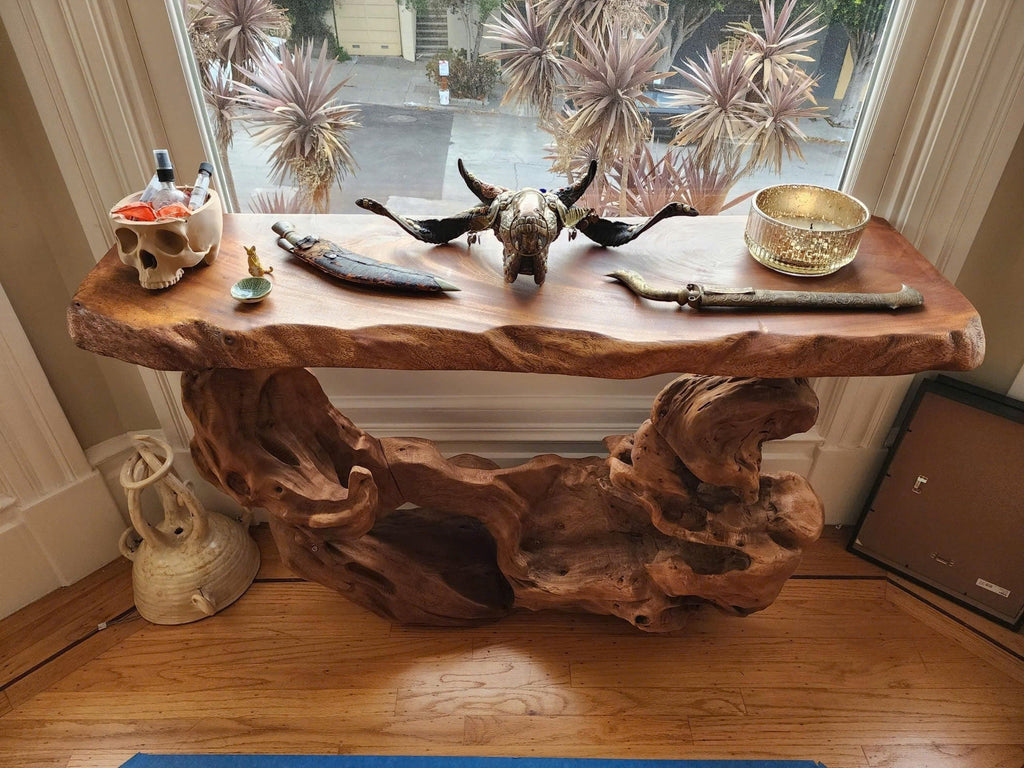 Narrow Console Table, Solid Wood Sofa Table for Entryway and Hallway