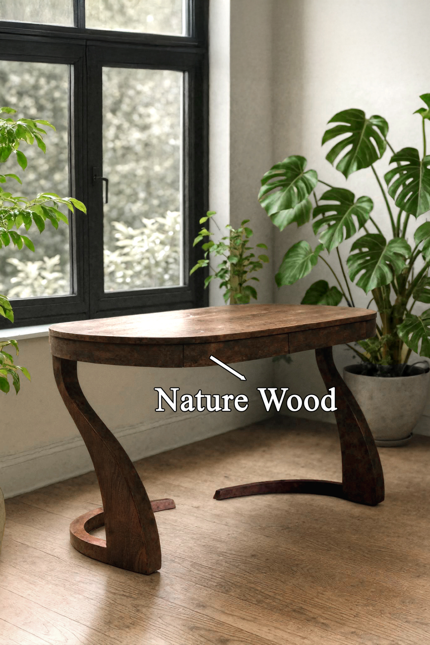 Artistic Office Desk With Curved Handcrafted Legs For Creative