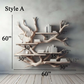 Rustic Tree Bookshelf, Driftwood Style Wall Shelf for Home Office