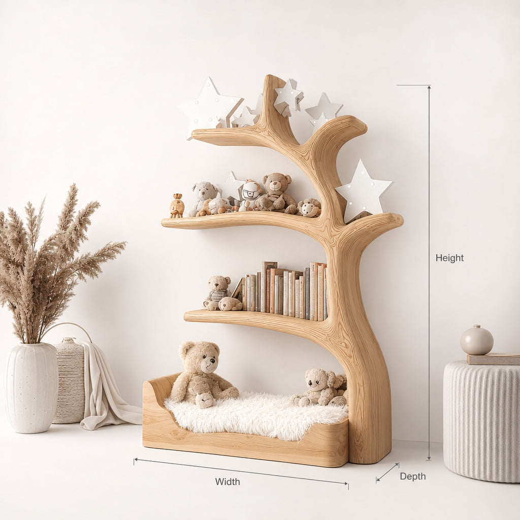 Wooden Tree Bookshelf For Kids