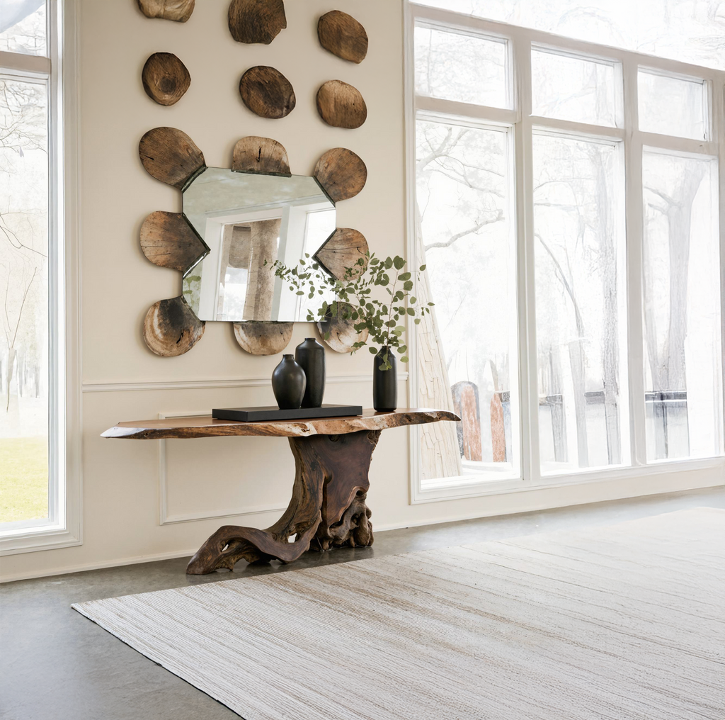 Cantilevered Console Table, Modern Solid Wood Entryway Accent
