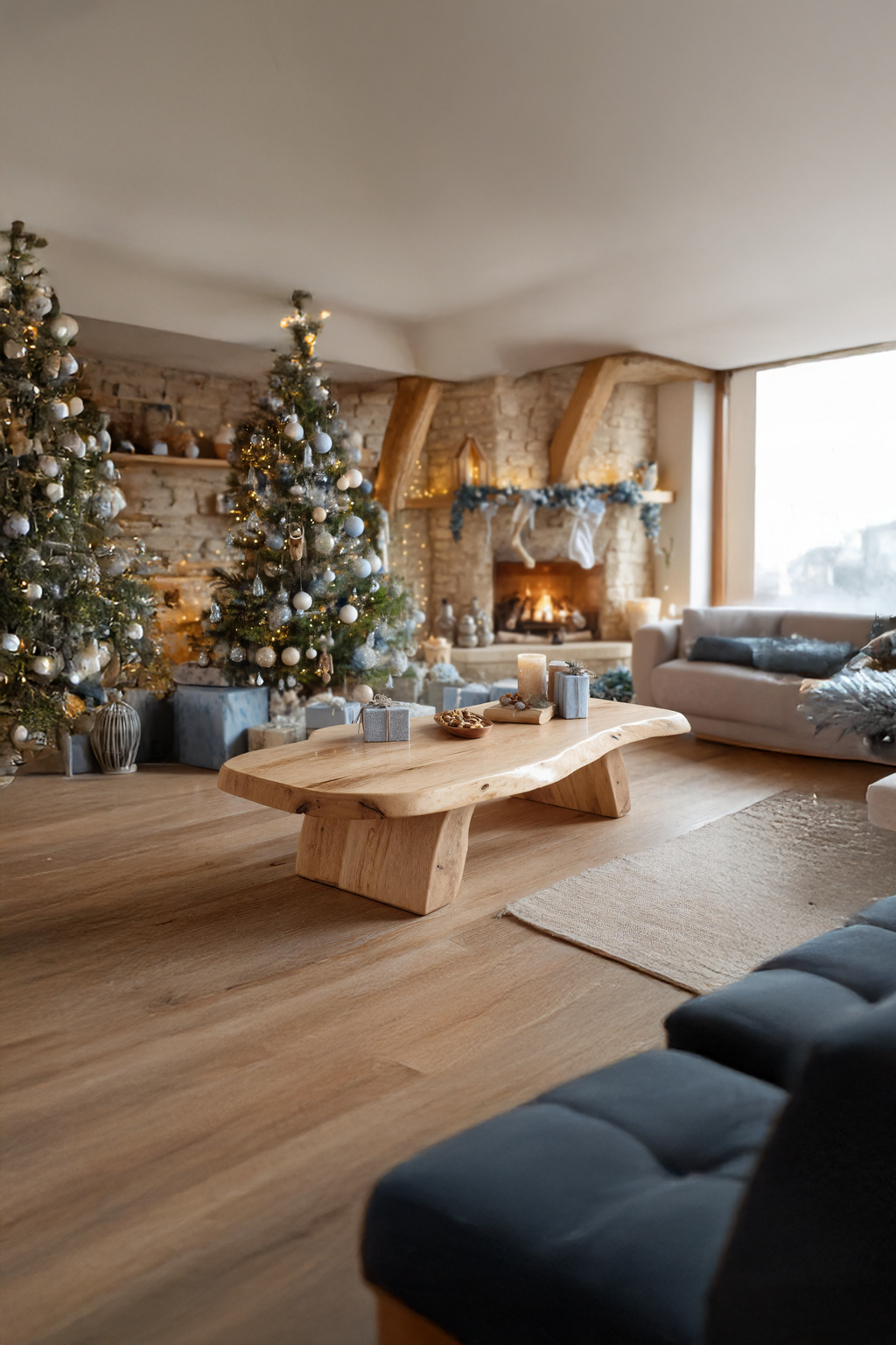 Handcrafted Modern Coffee Table Solid Wood For Christmas Living Room
