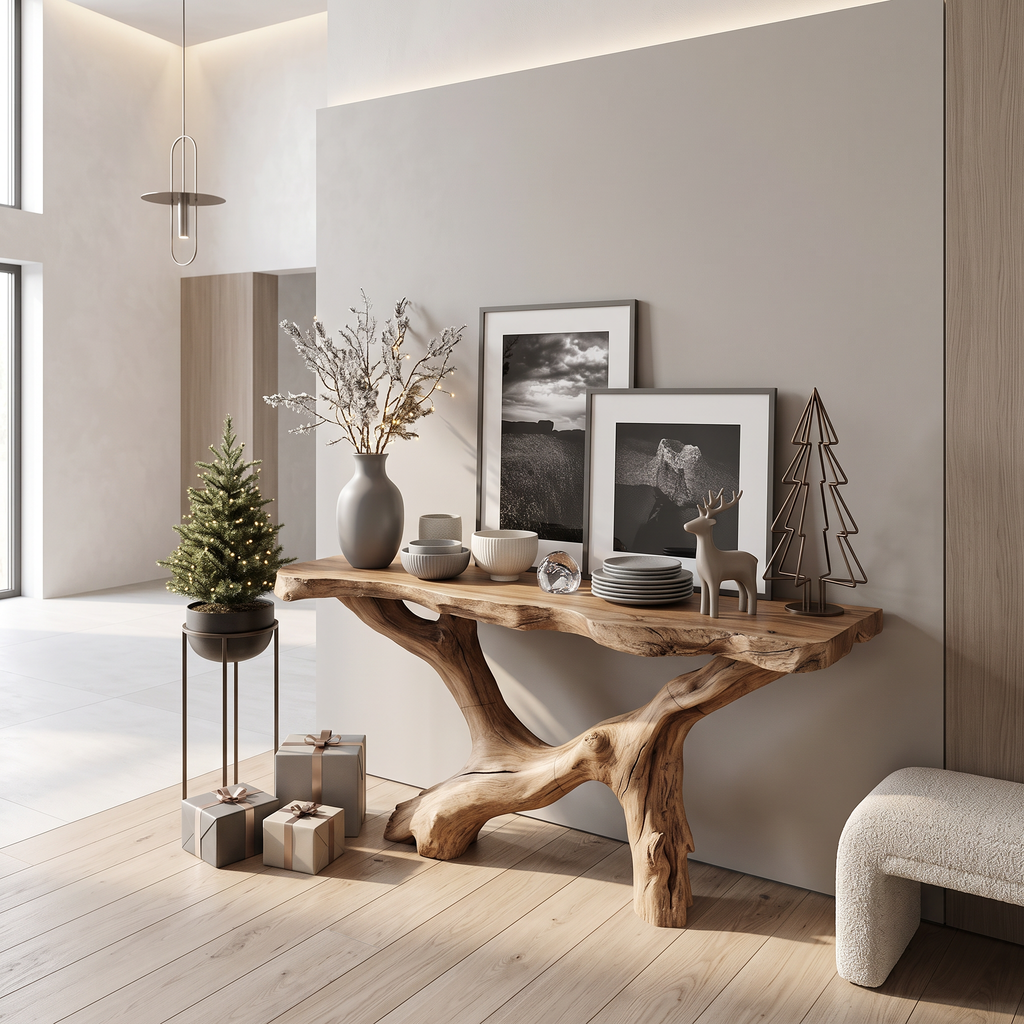 Live Edge Console Table Natural Wood Rustic Handmade Gift