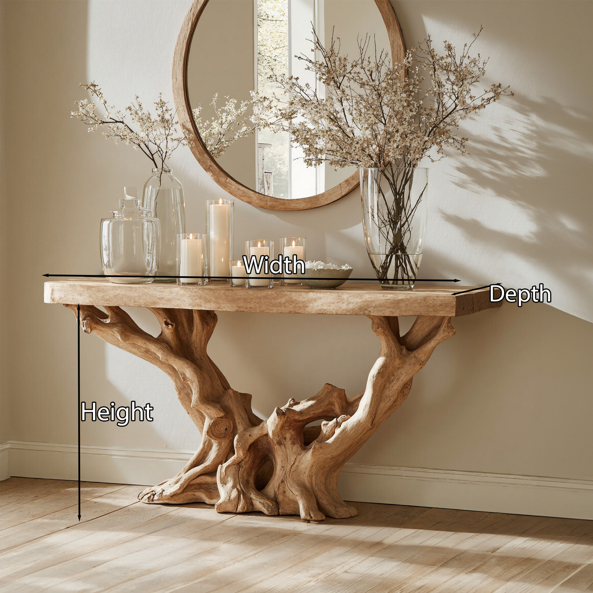Farmhouse Console Table, Solid Wood Entryway Table for Holiday Decor