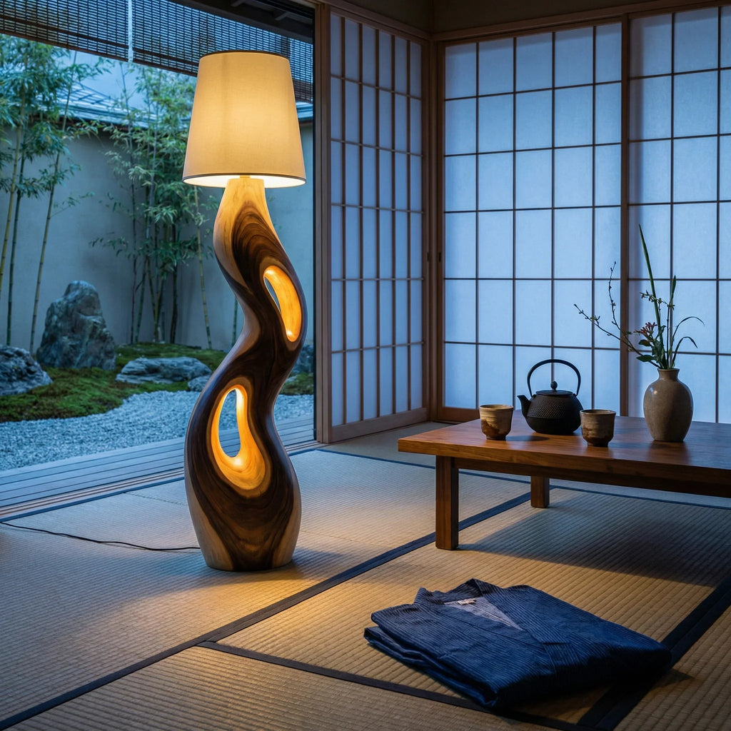 S-Curve Wooden Floor Lamp