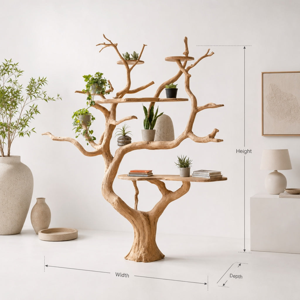 Handcrafted Tree Desk Bookshelf