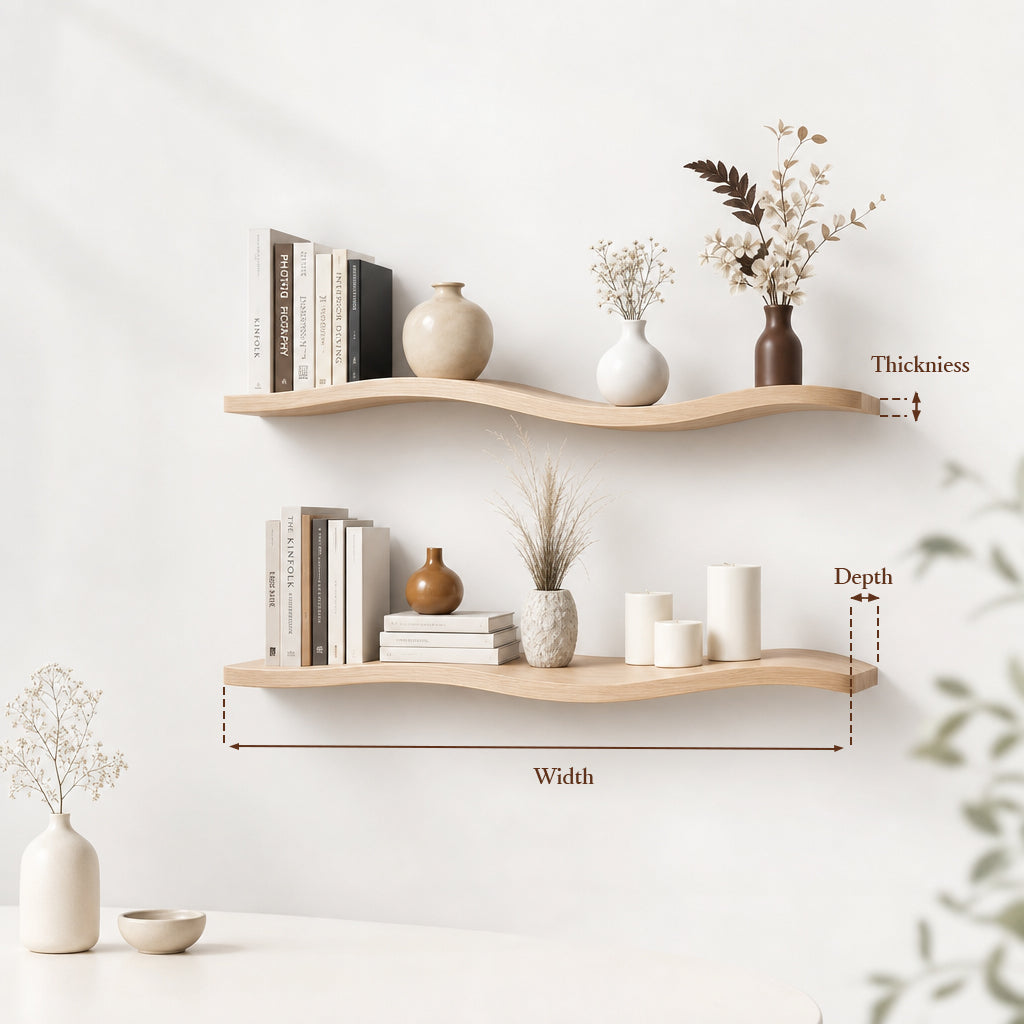 Handcrafted Wavy Rustic Wooden Shelf