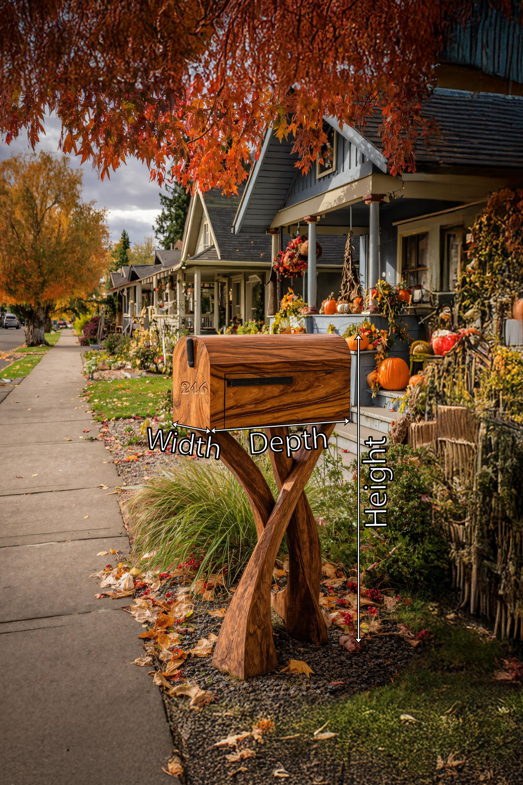 Handcrafted Wooden Sculpture Mailbox For Garden Furniture Accent