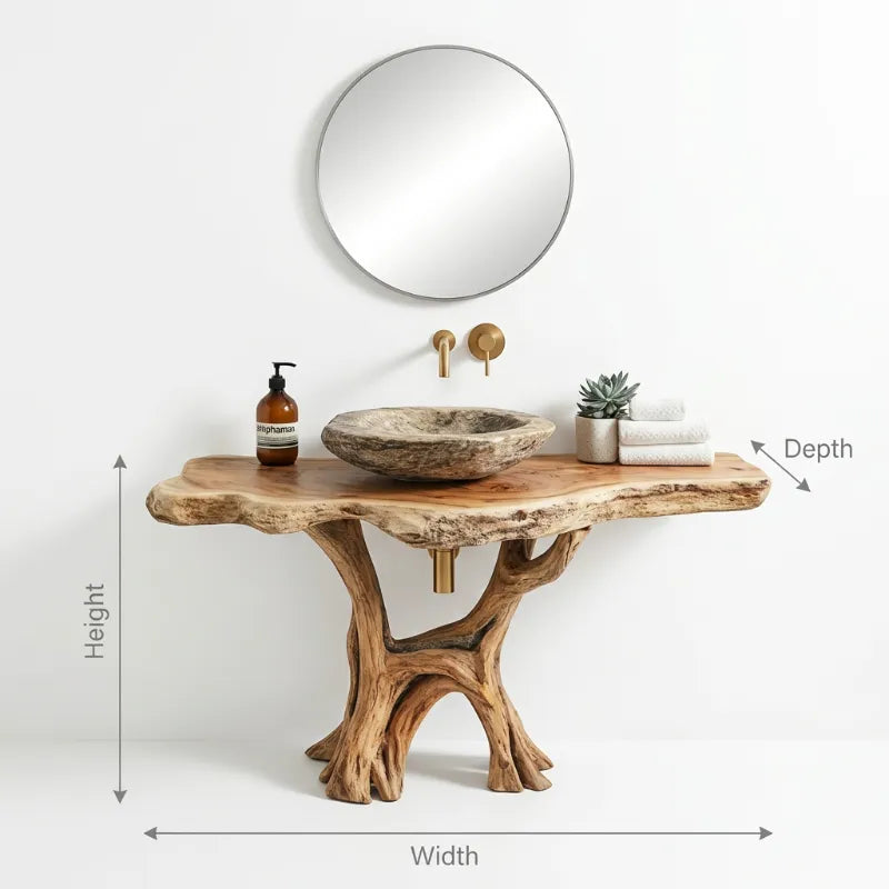 Live Edge Solid Wood Tree Trunk Vanity