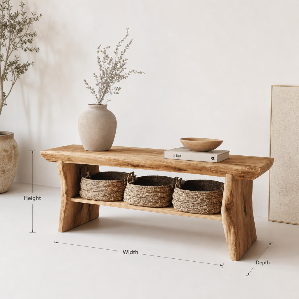 Live Edge Wooden Entryway Bench