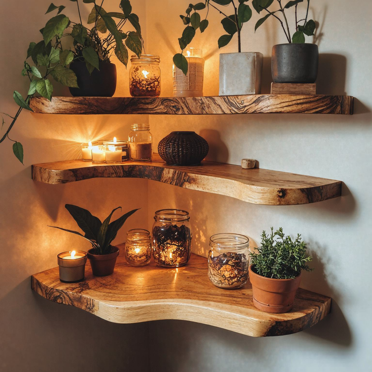 Live Edge Walnut Floating Shelves – Style 2