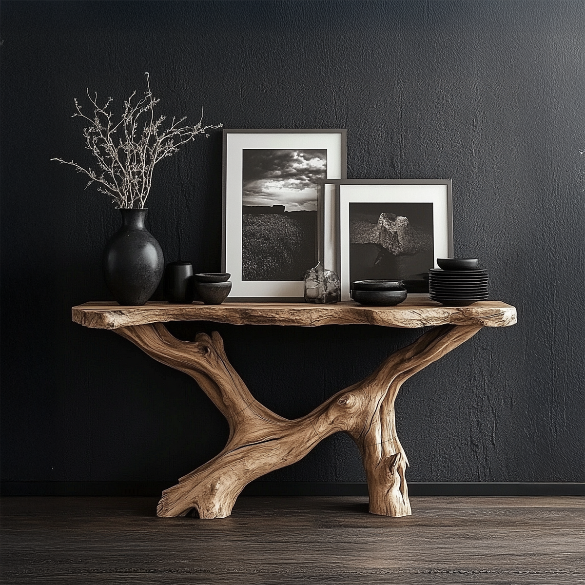 Live Edge Console Table Natural Wood Rustic Handmade Gift