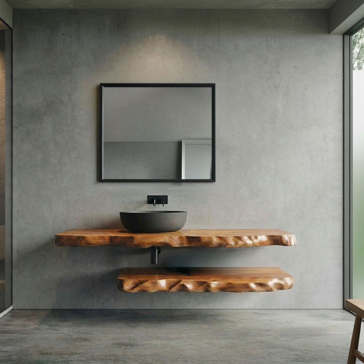 Industrial Live Edge Bathroom Vanity For Bathroom And Vanity