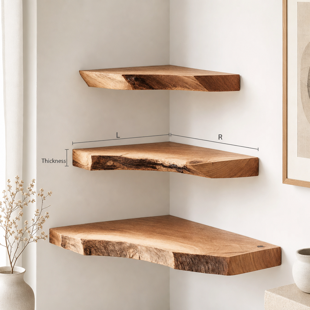 Modern Artisanal Wood Corner Shelf