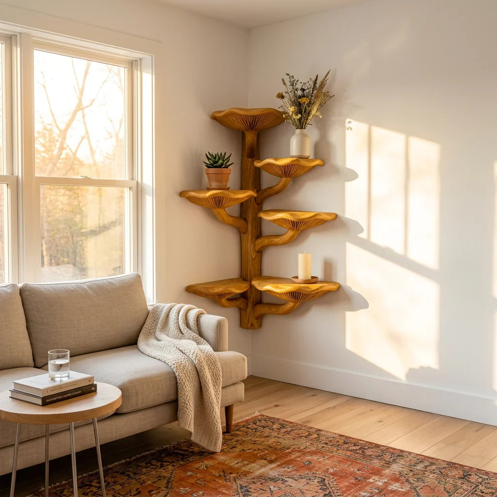 Mushroom Tree Corner Shelf Floor To Ceiling
