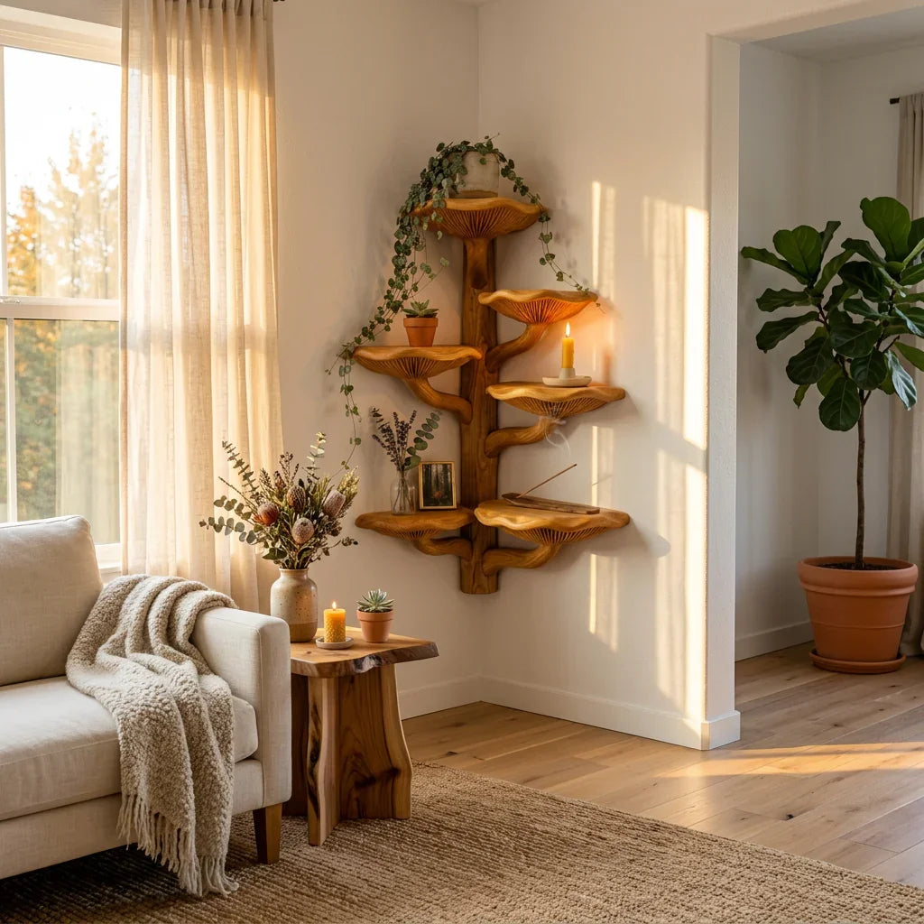 Mushroom Tree Corner Shelf Floor To Ceiling