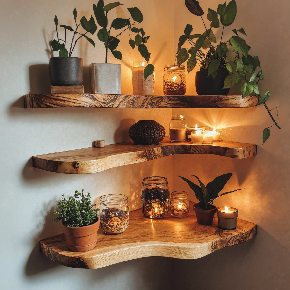 Live Edge Walnut Floating Shelves – Style 2