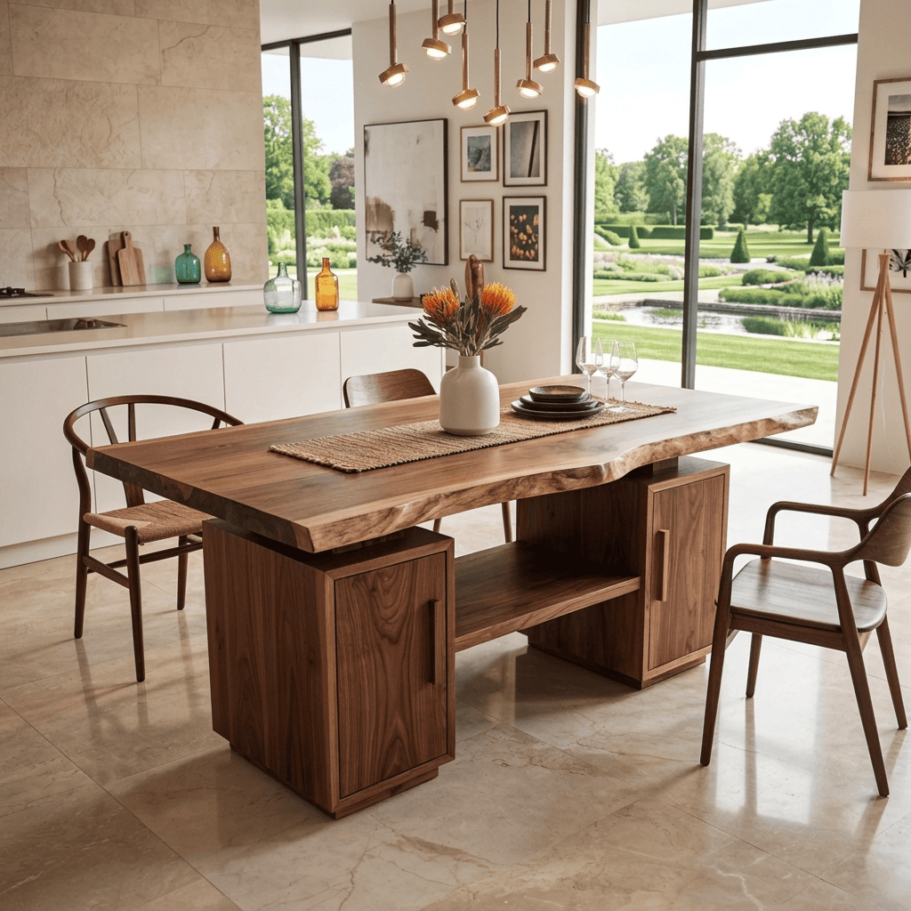 Organic Modern Live Edge Solid Wood Dining Table