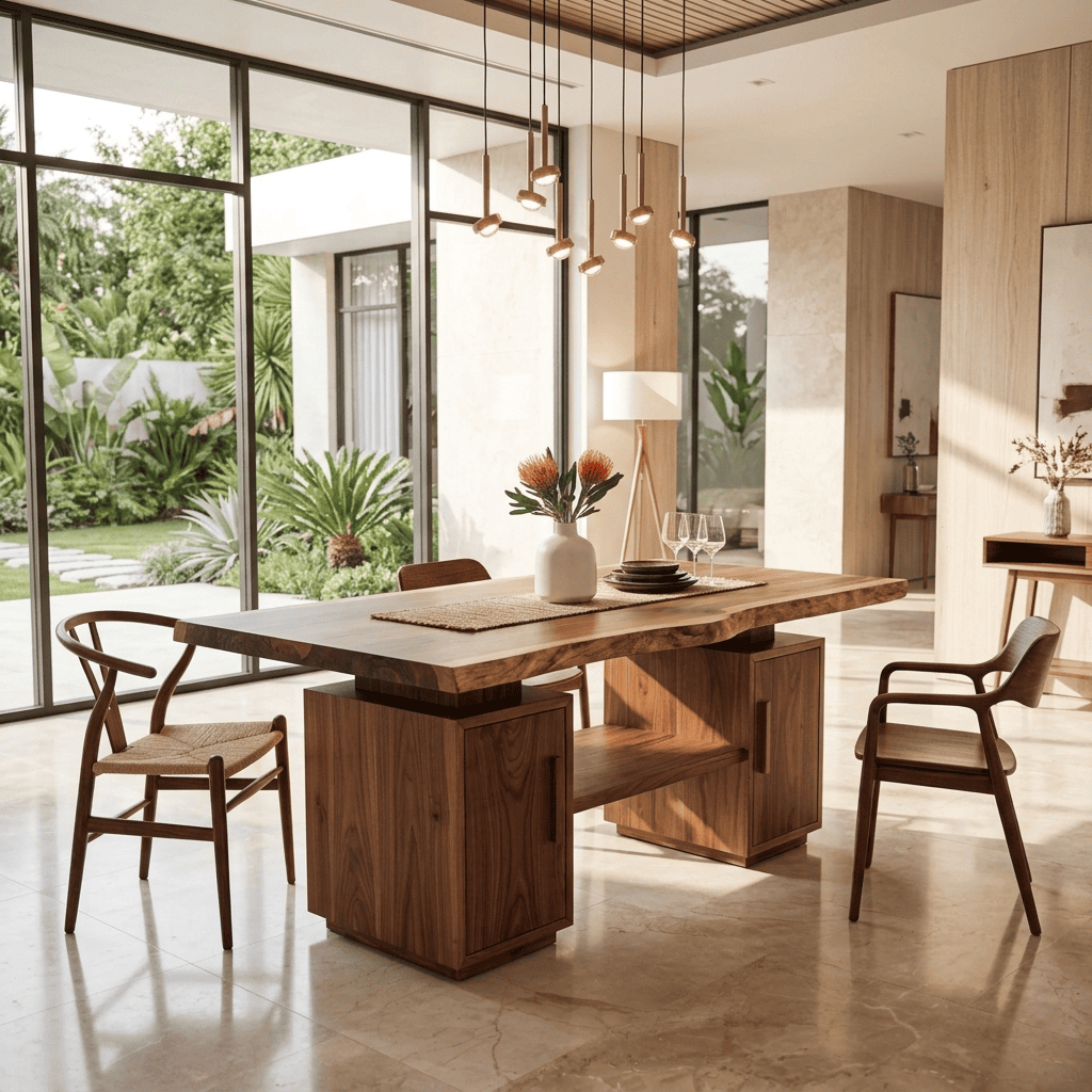 Organic Modern Live Edge Solid Wood Dining Table