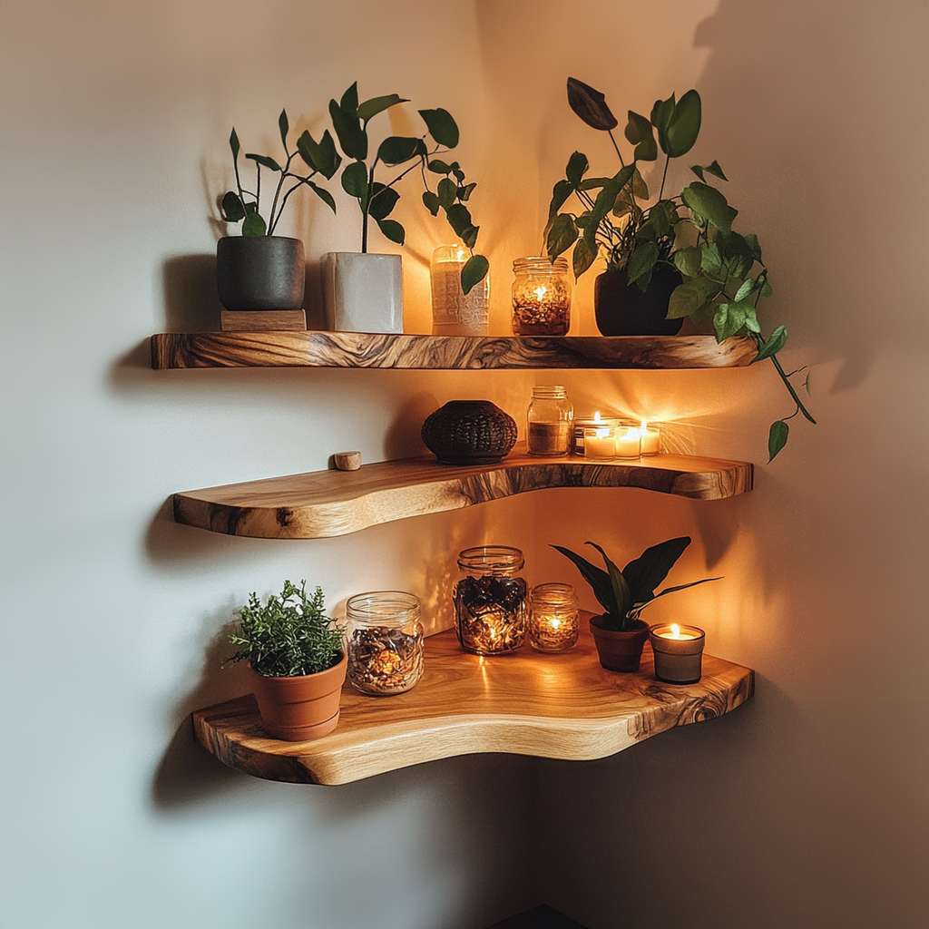 Live Edge Walnut Floating Shelves – Style 2