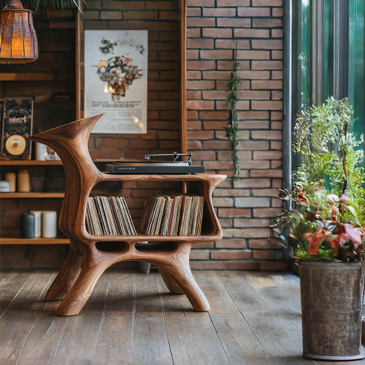 Handcrafted Vinyl Storage Unit For Livingroom Style