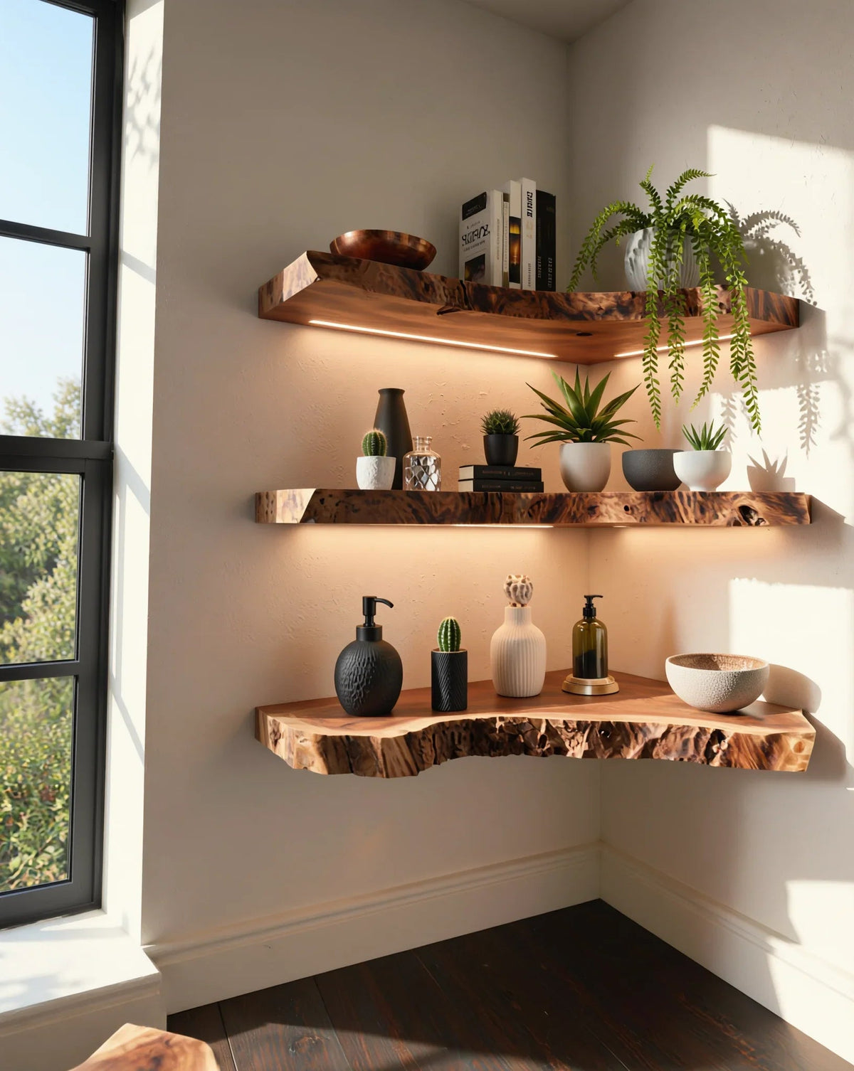 Live Edge Corner Floating Shelf