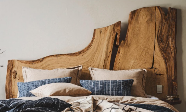 Live Edge Bed Frame and Headboard, Rustic Solid Wood Platform Bed
