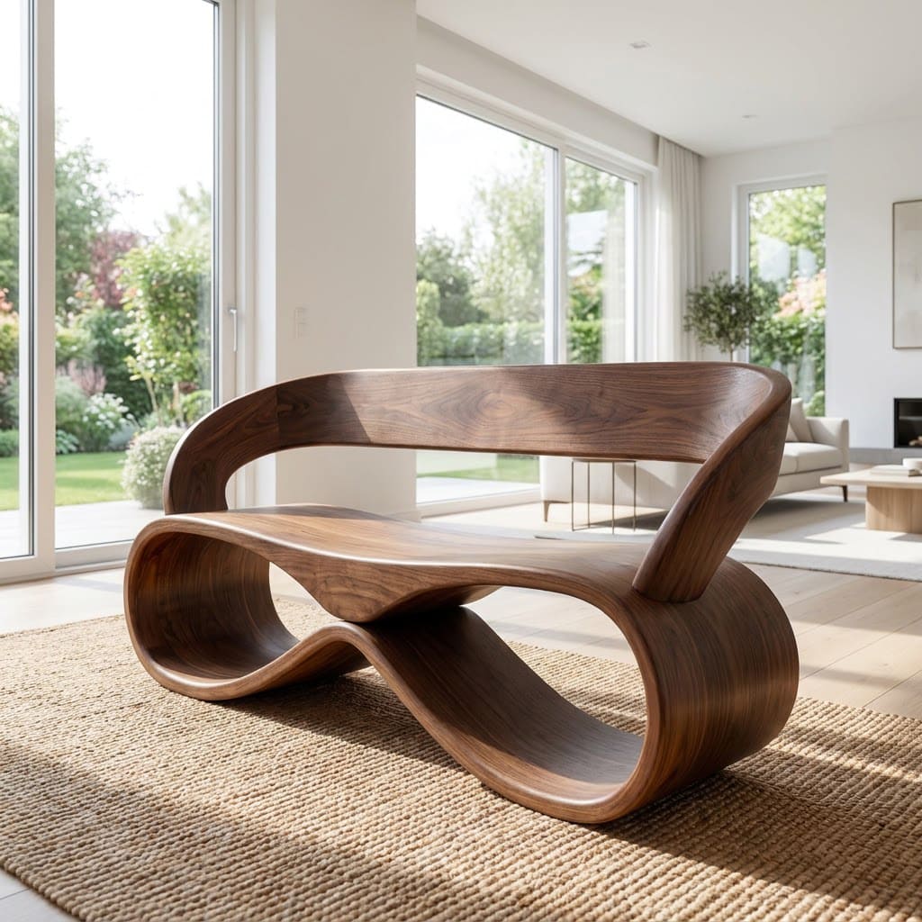 Infinity Loop Solid Wood Bench