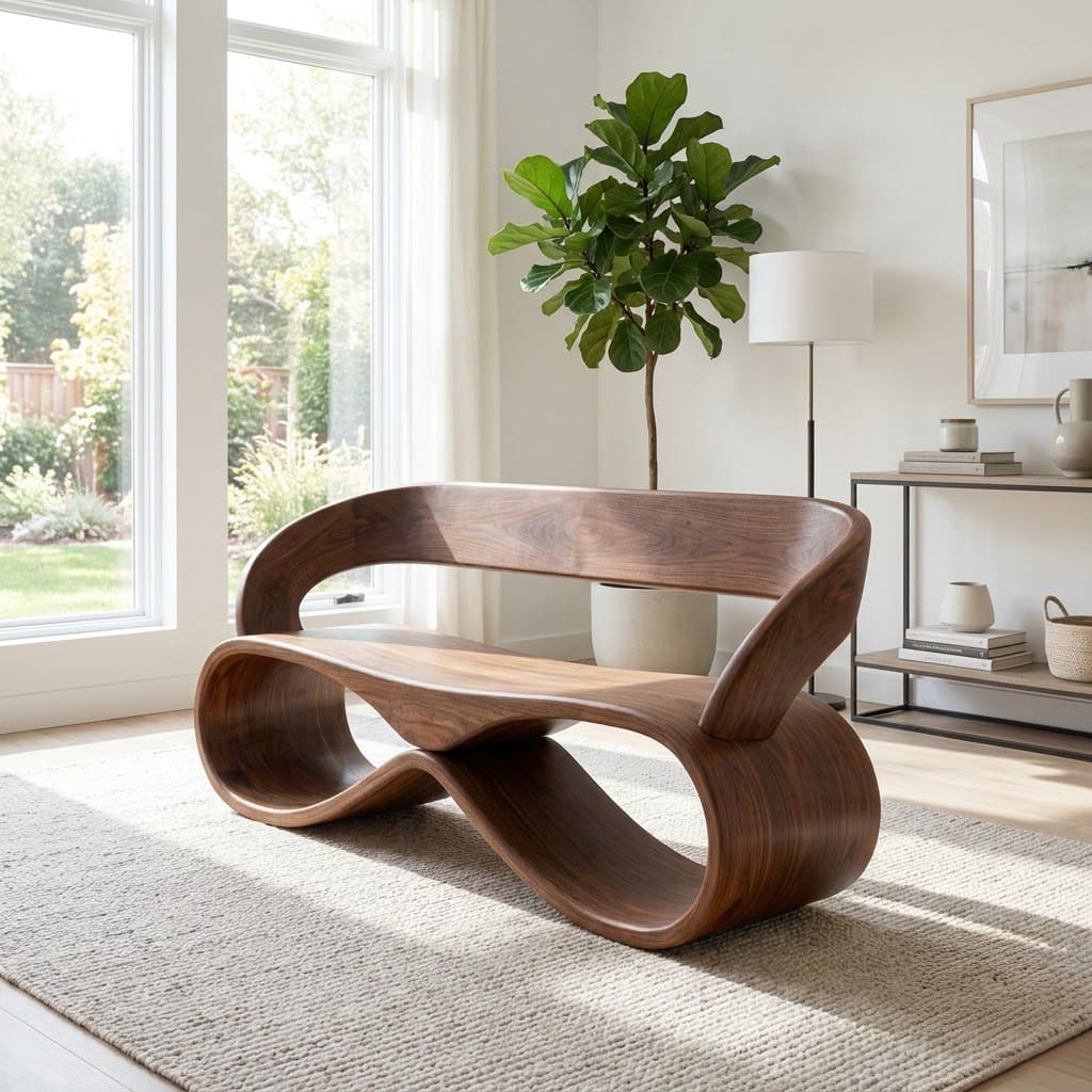 Infinity Loop Solid Wood Bench