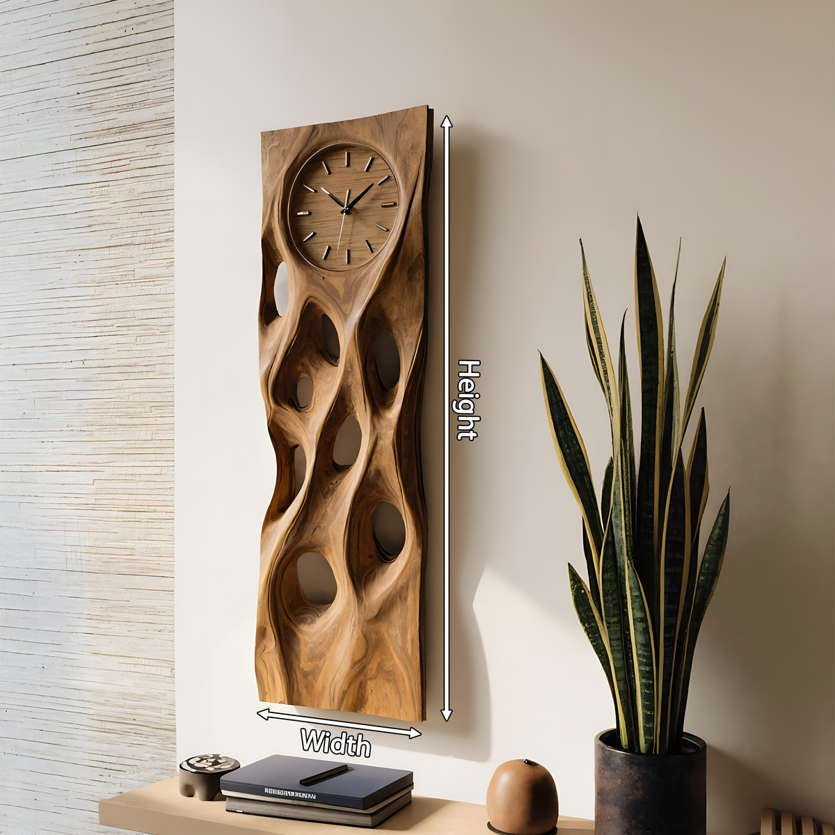 Minimalist Wood Wall Clock, Modern Silent Round Wooden Clock for Living Room