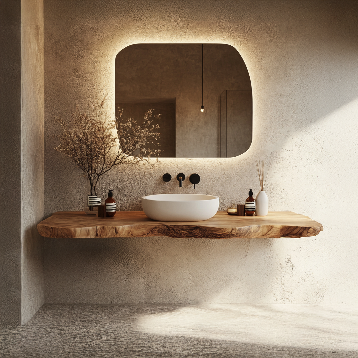 Bathroom Vanity Wall Floating Console Live Edge Shelf