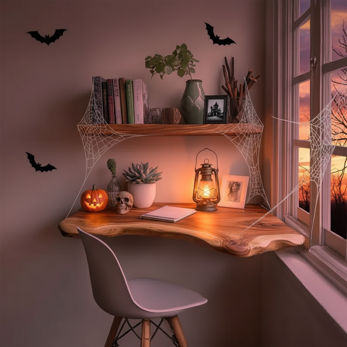 Floating Desk Shelf, Live Edge Tamarind Wall Shelf for Home Office