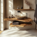 Freestanding Bathroom Vanity Stand, Mid Century Solid Wood Basin Shelf