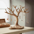 Jewelry Tree Stand, Organic Solid Wood Necklace and Earring Holder