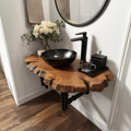 Narrow Floating Vanity Shelf, Mid Century Single Sink Countertop
