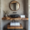 Live Edge Bathroom Vanity Top, Rustic Floating Wood Sink Shelf