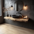 Wall Mounted Live Edge Vanity Shelf, Rustic Powder Room Wood Counter