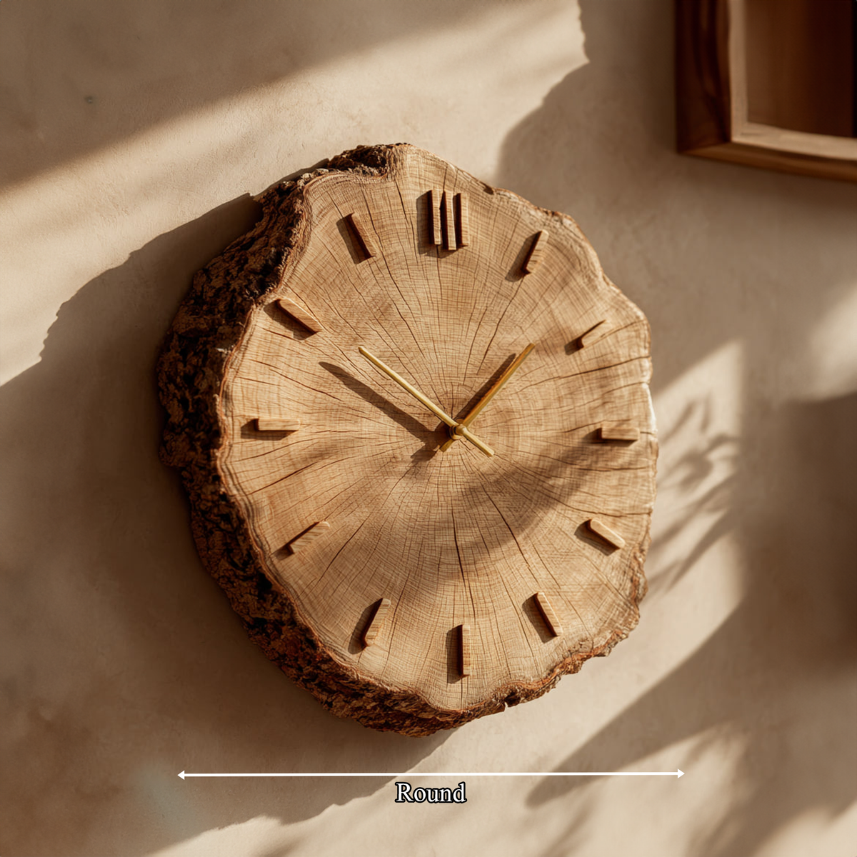 Rustic Natural Wood Grain Wall Clock, Handcrafted Round Tree Slice Clock
