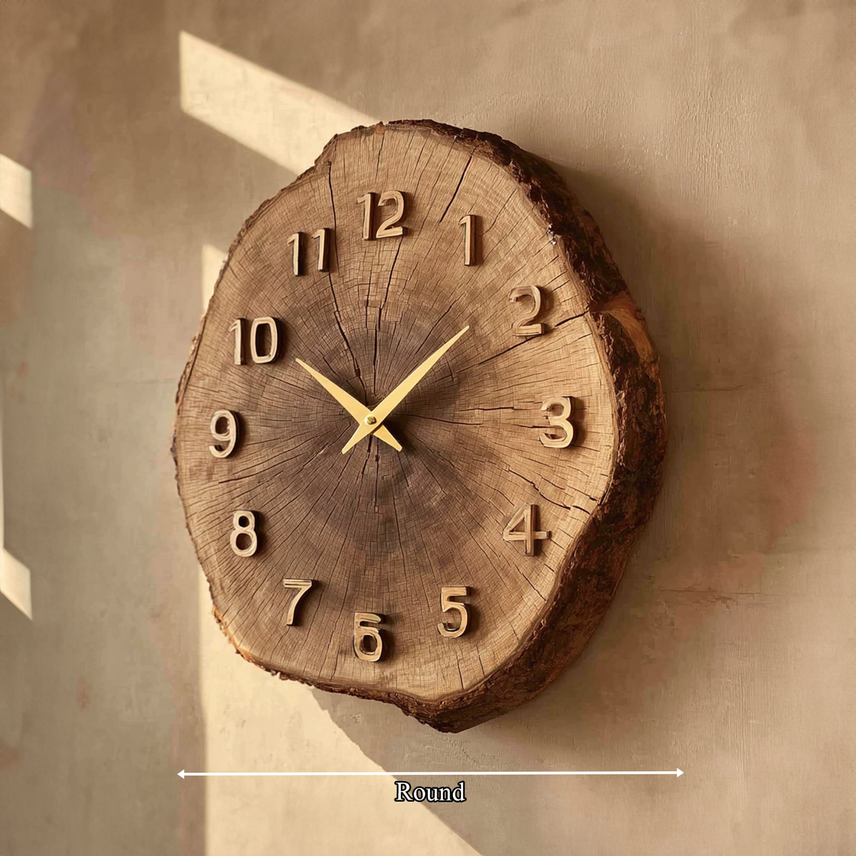 Rustic Timber Slice Wooden Wall Clock Entryway or Hallway