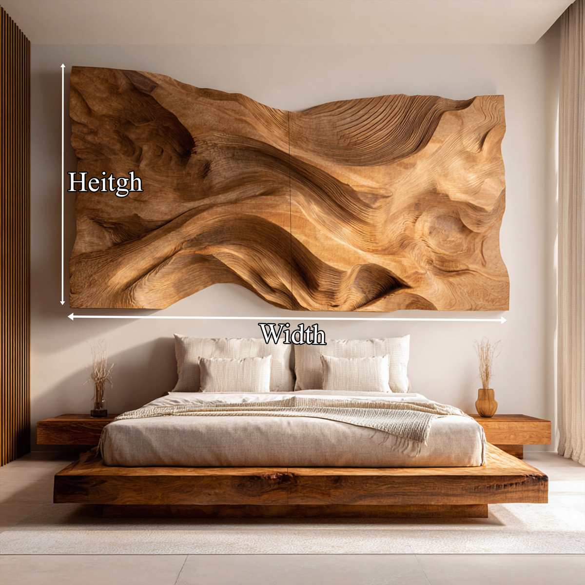 Handcrafted Wood Headboard Solid Wood Bedroom Interior – Style 2