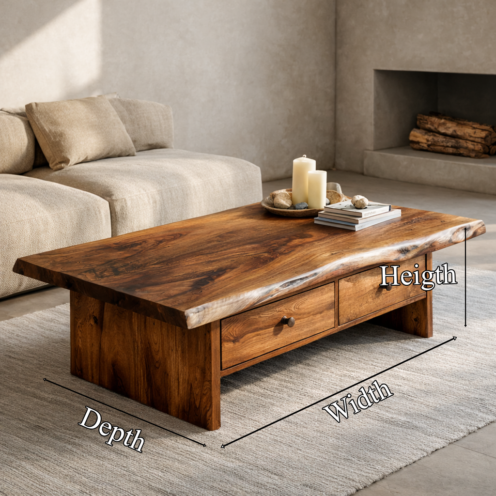 Low Profile Solid Wood Coffee Table Timeless Living Room Interior