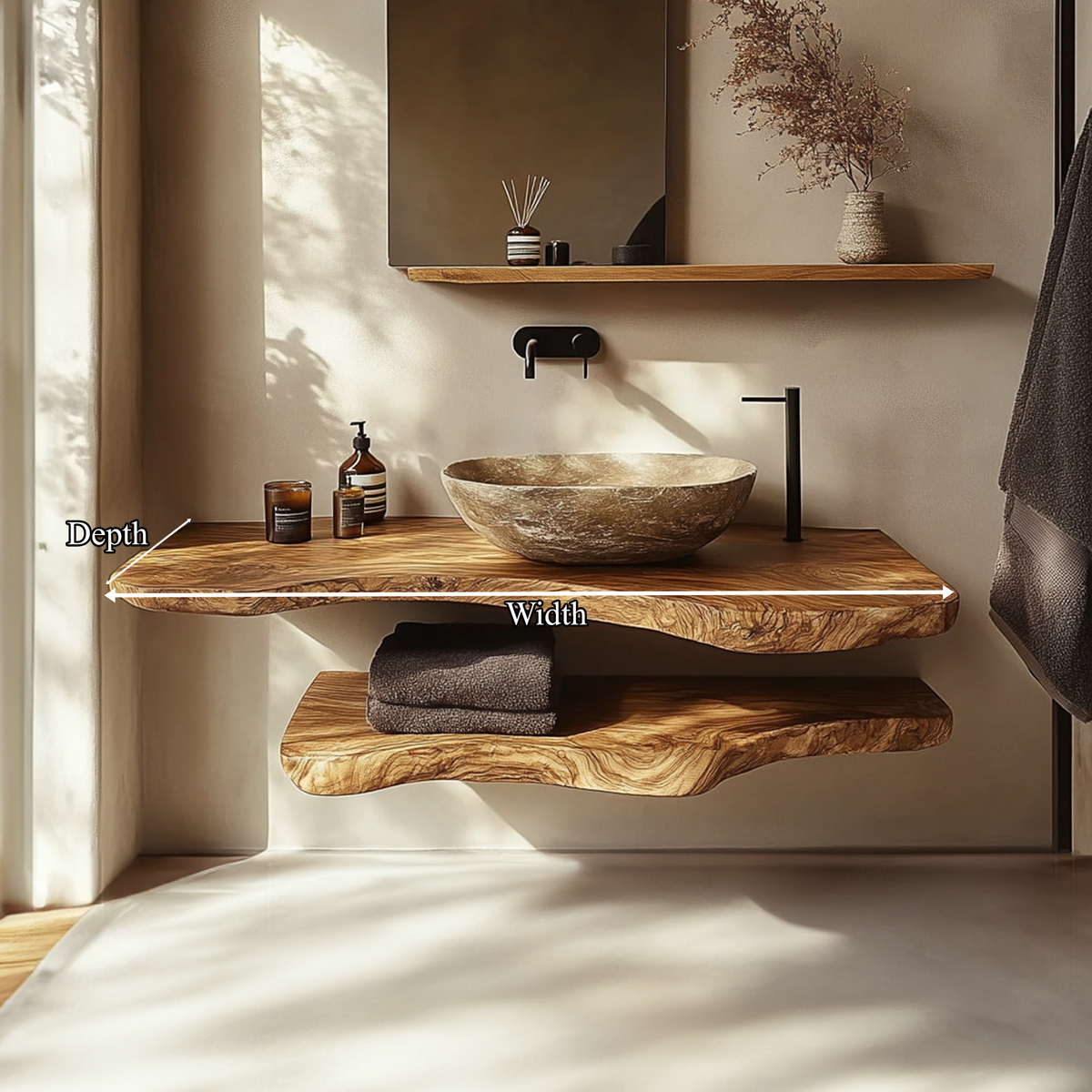 Freestanding Bathroom Vanity Stand, Mid Century Solid Wood Basin Shelf
