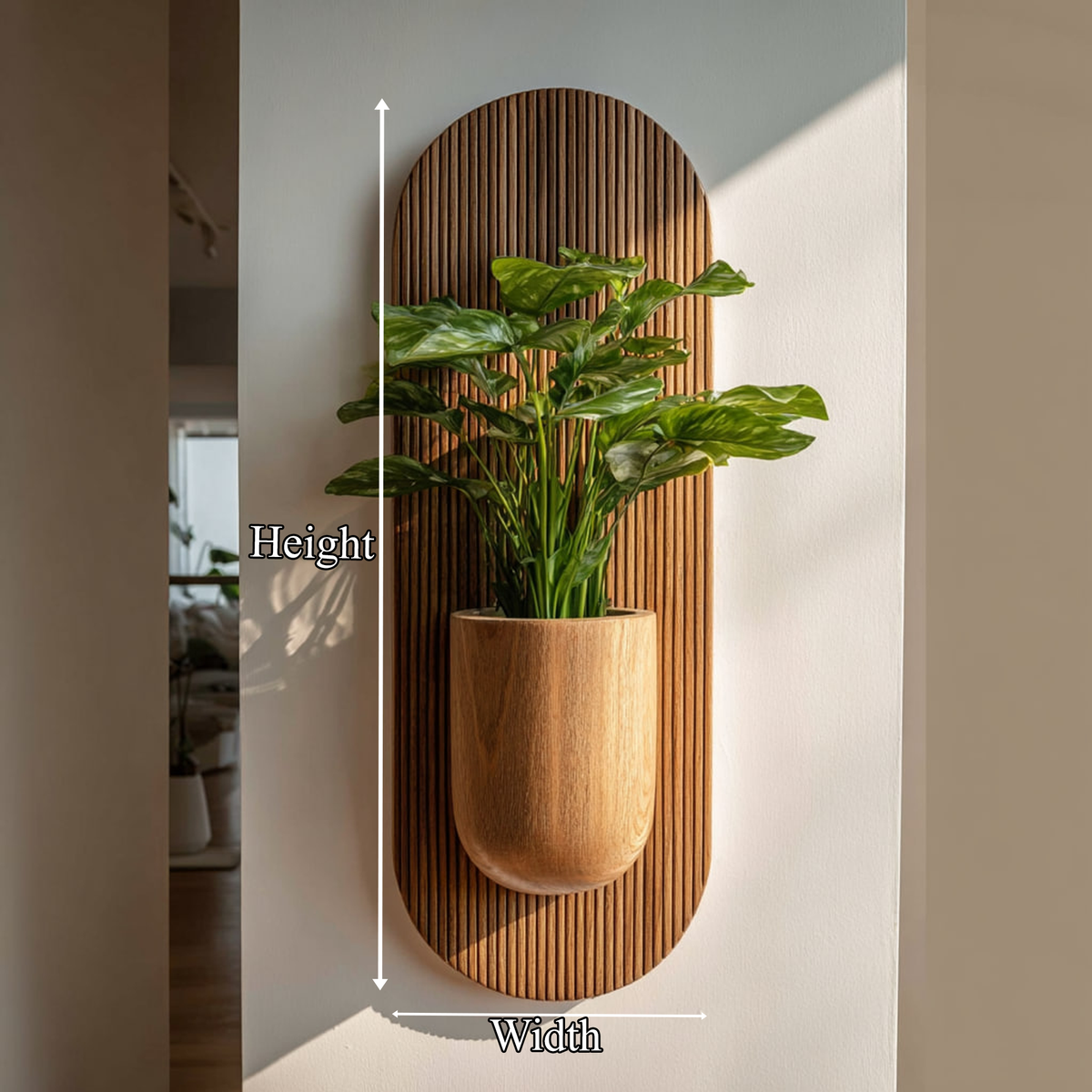 Rustic Wall Planter, Solid Wood Hanging Plant Display for Entryway