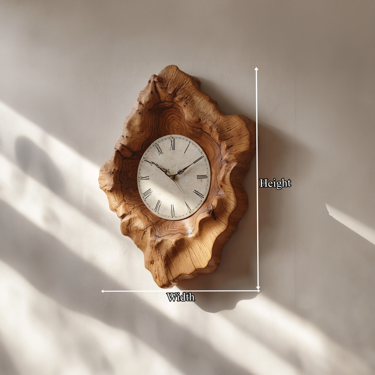 Rustic Organic Natural Wood Wall Clock Office or Study Room Decor